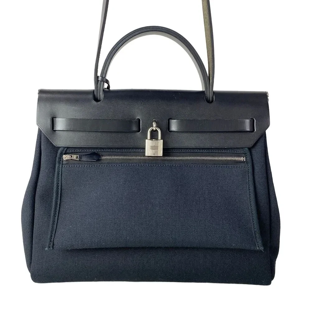 Hermès Her Bag Zip PM Handbag Toile Military Vache Hunter